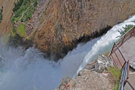 looking down from the top of the falls