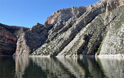 Bighorn Lake and cliffs