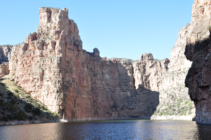 Bighorn Lake and cliffs