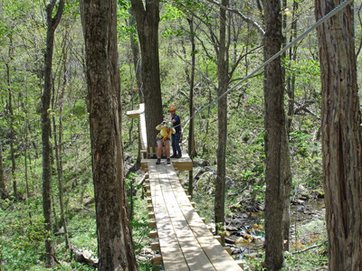 Karen Duquete on the zipline swinging bridge