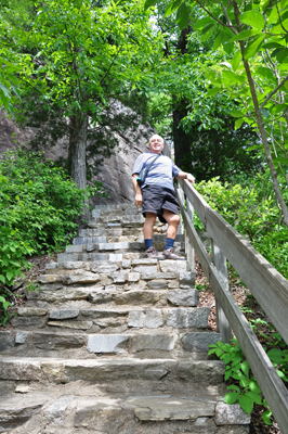 Lee Duquette on the stairs