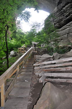 The steps that go down behind the Natural Arch