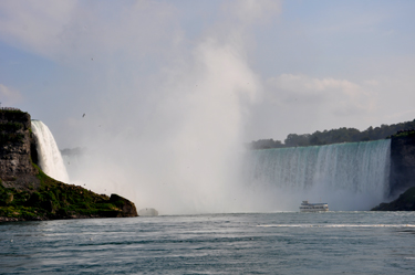 the dense mist of spray 