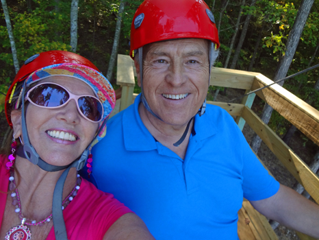 the two RV Gypsies ready for take-off on zip line #5