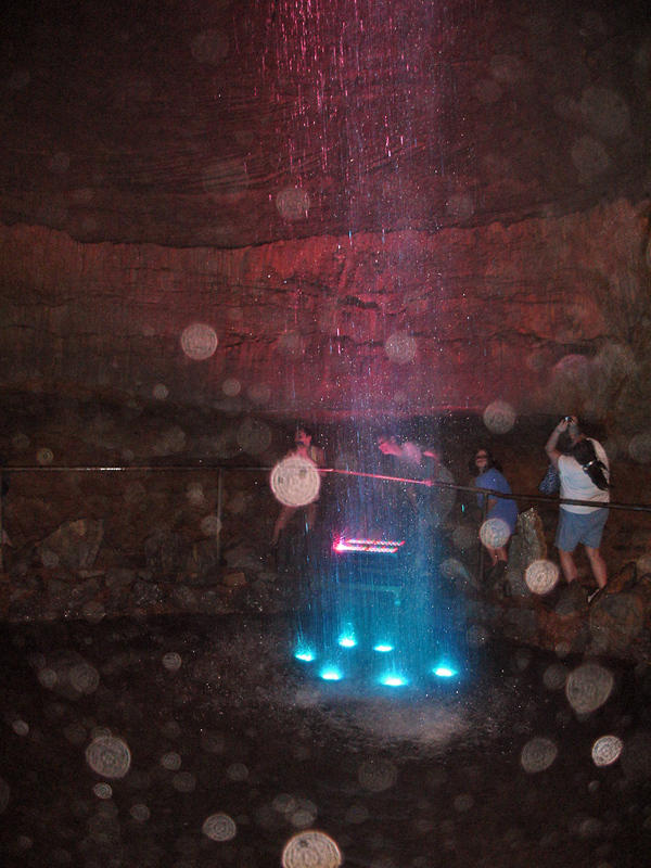 Walking behind the waterfall  at Ruby Falls