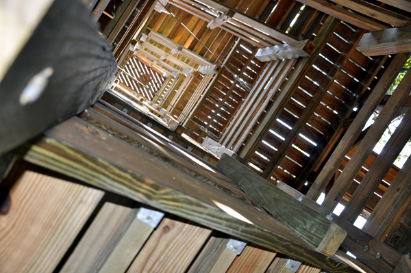 view from the bottom of the second tower loooking up