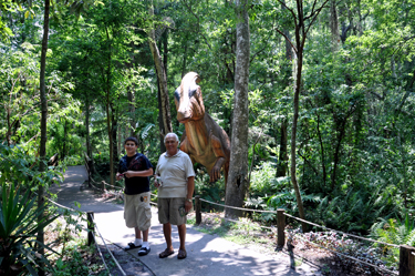 Lee and Alex by the Parasaurolophus on Deinonychus Island