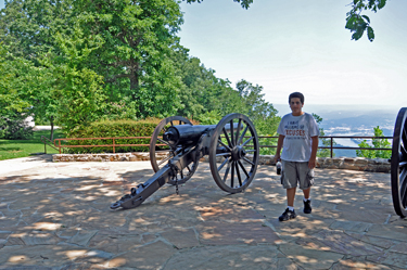 The grandson of the two RV Gypsies at Point Park near some of the cannons