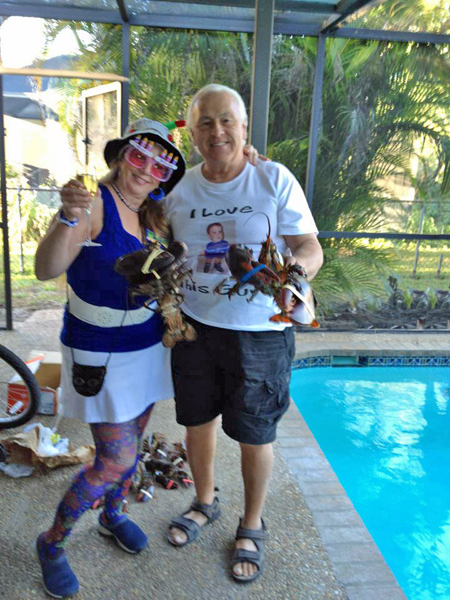 the two RV Gypsies with Karen's lobster