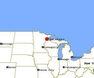 map showing location of Two Harbors