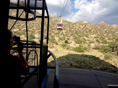 a tram approaching the docking station