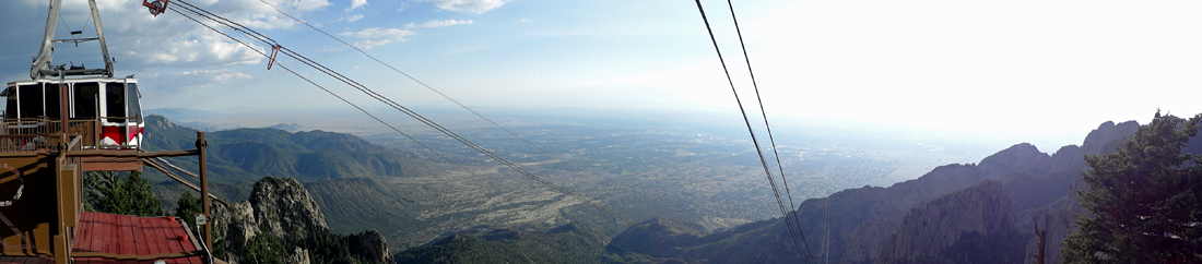 a tram ready to go down Sandia Mountain