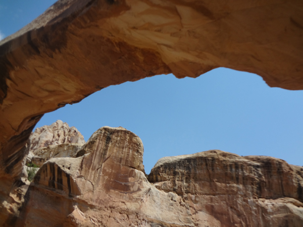 Karen Duquette and The Hickman Natural Bridge Natural arch