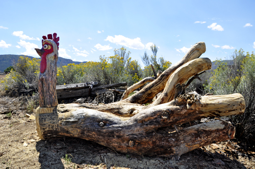 rooster wood sculpture