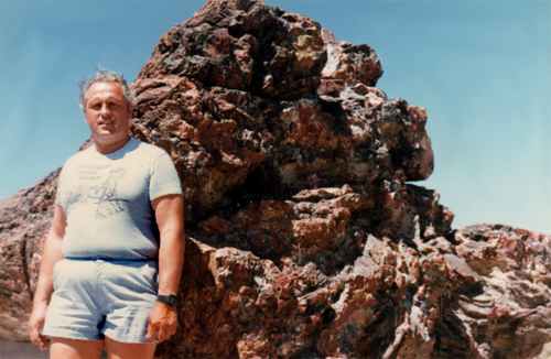 Lee Duquette by Old Faithful in 1987