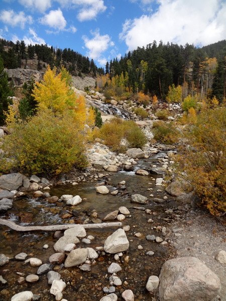 waterfall and fall foliage at Rocky Mountain National Park