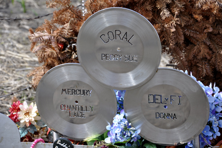 set of 3 records with songs by the performers in the plane crash