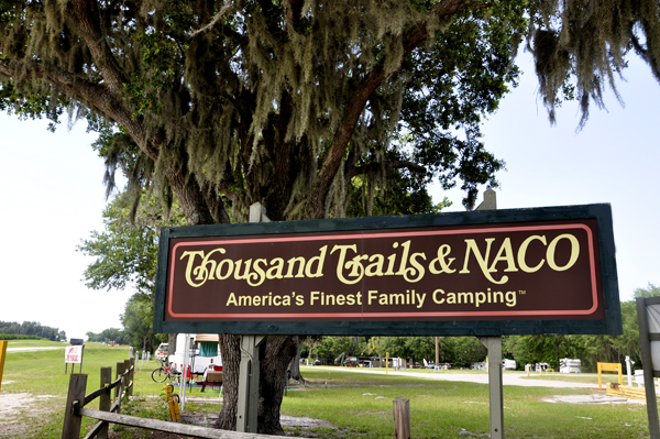 Thousand Trails campground sign