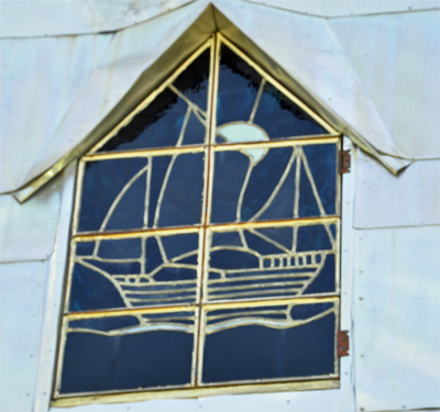 a stained glass window at Solomon's castle