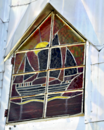 a stained glass window at Solomon's castle