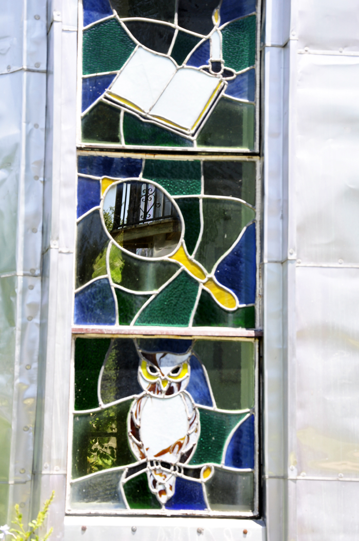 a stained glass window at Solomon's castle