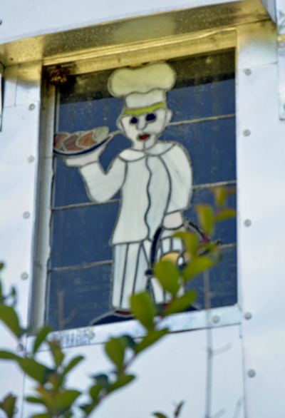 a stained glass window at Solomon's castle