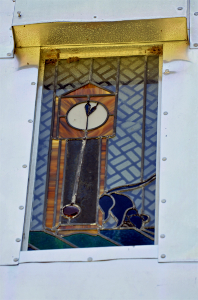 a stained glass window at Solomon's castle