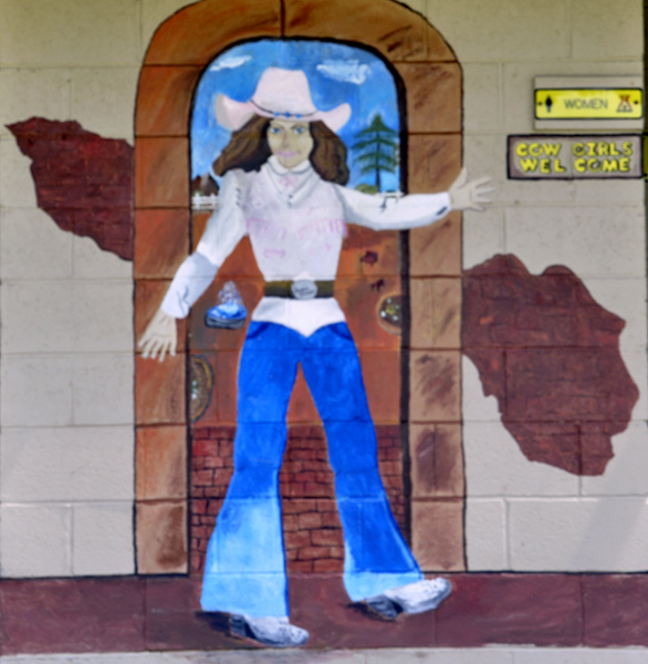 cowboy sign for the men's room at the Bristol / Kingsport KOA 