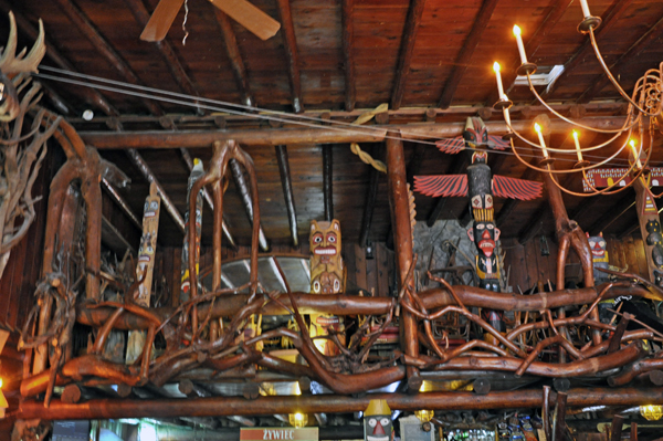 carvings in Legs Inn in Cross Village, MI