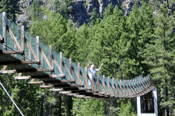 Lee Duquette on the swinging bridge