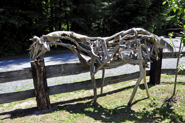 horse sculpture made of wood