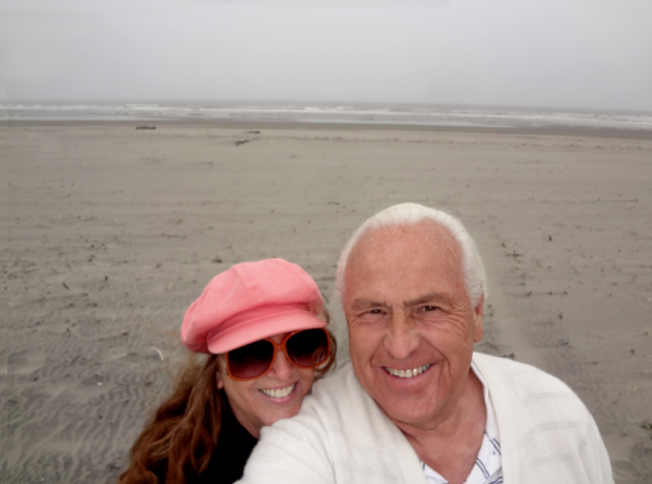The two RV Gypsies on the beach and quite cold