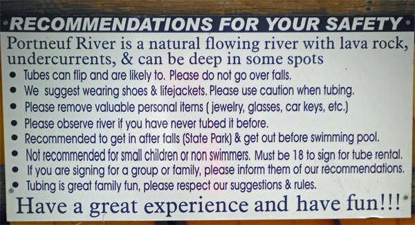 safety recommendations while tubing