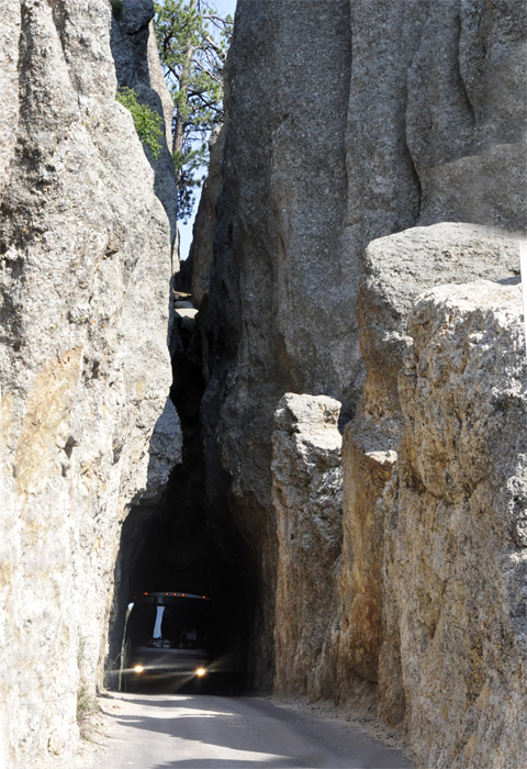our bus very slowly working its way through The Needles Eye Tunnel
