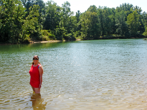 karen Duquette in the Meramec River