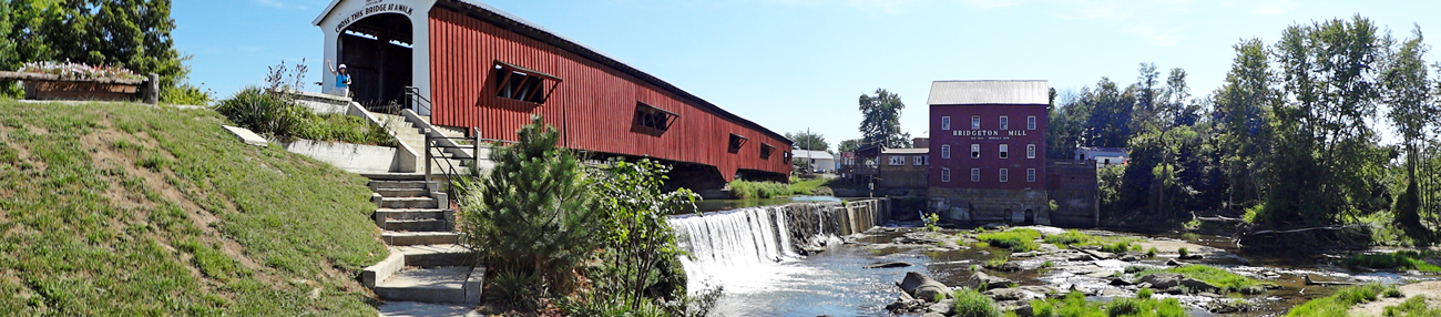 Karen Duquette at the Bridgeton Covered Bridge and Mill
