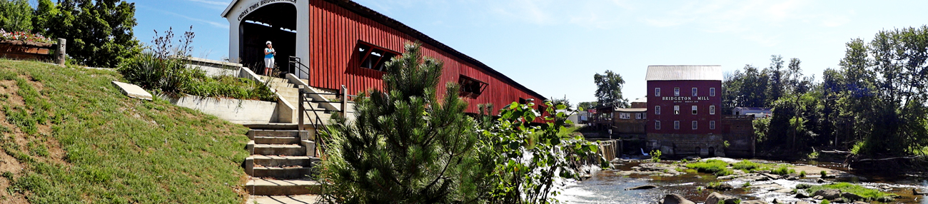 Karen Duquette at the Bridgeton Covered Bridge and Mill