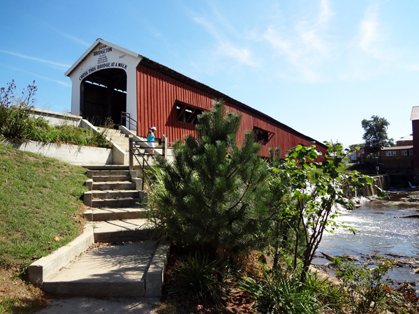 Karen Duquette at the Bridgeton Covered Bridge