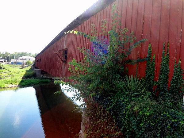 The back side of the Bridgeton Covered Bridge