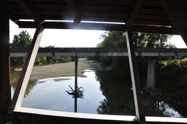 view of Sugar Creek from The West Union Covered Bridge