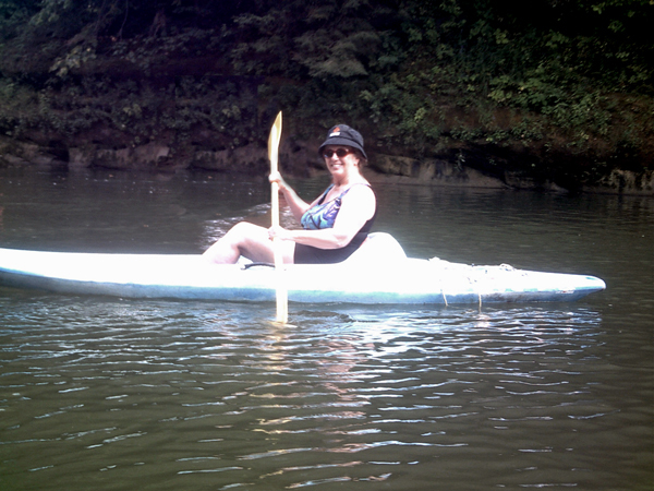 Karen Duquette kayaking Sugar Creek