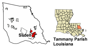 Louisiana map showing location of Slidell