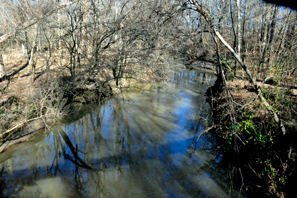 view from the swinging bridge