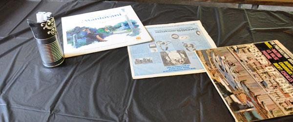 album covers on the tables