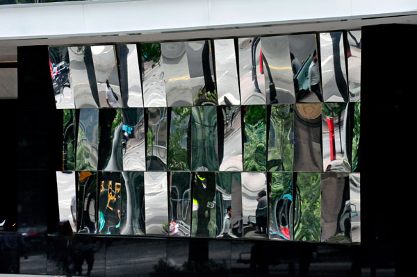 Refections on a store building