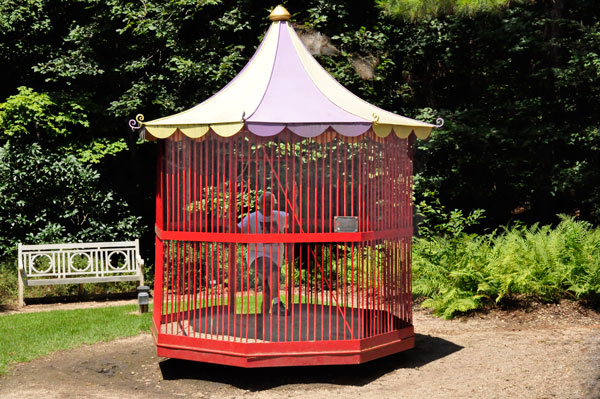 Lee Duquette rides inside The Aviary