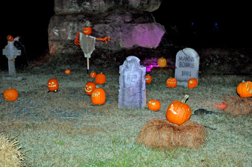 carved pumpkins cemetery