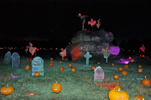 carved pumpkins cemetery