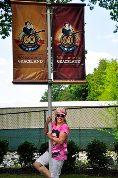 Karen Duquette having fun at Graceland