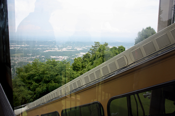 Another tram passes alongside